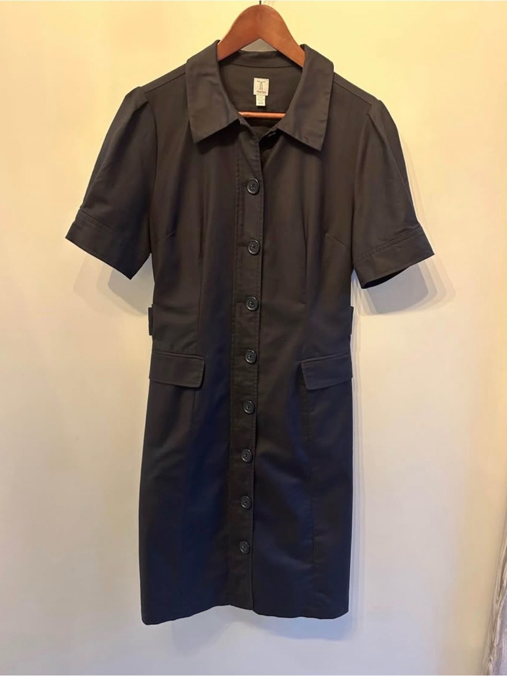 Tristan Black Button-Front Midi Shirt Dress